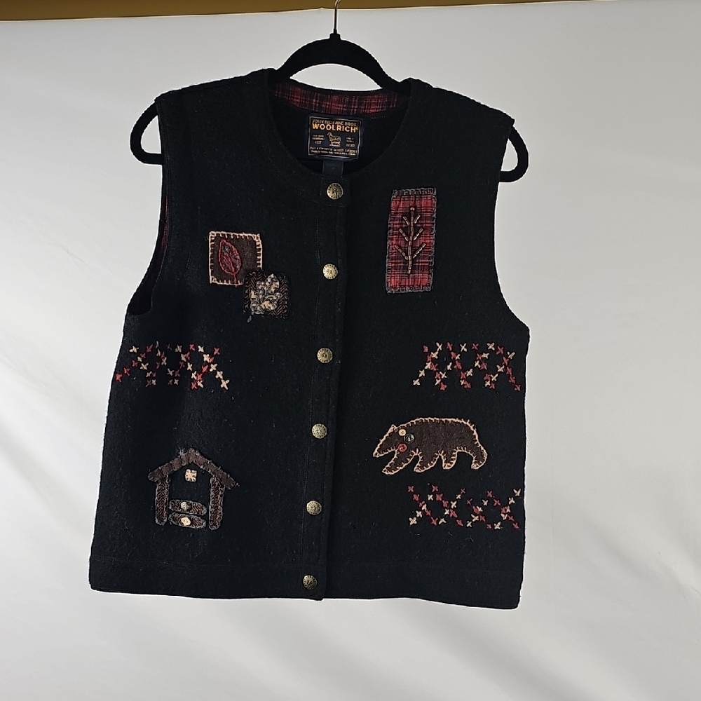 Woolrich Black Vest with Embroidered Accents